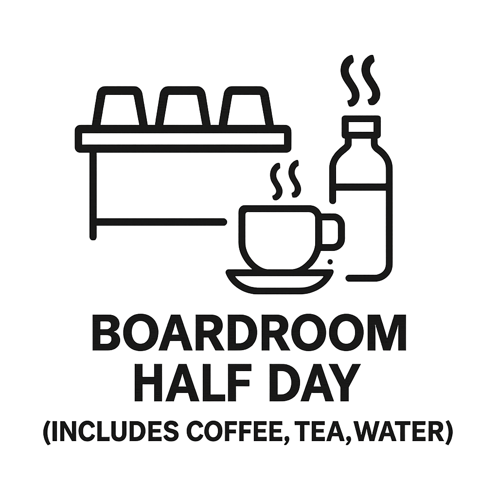 Boardroom Half Day (Includes Coffee, Tea, Water)