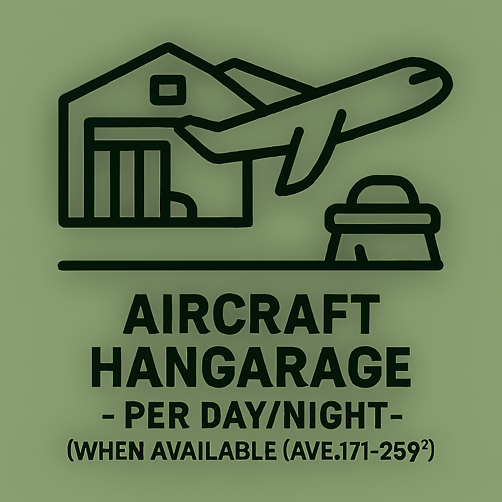 AIRCRAFT HANGARAGE - Per day/night - When available (AVE.171-259m2)